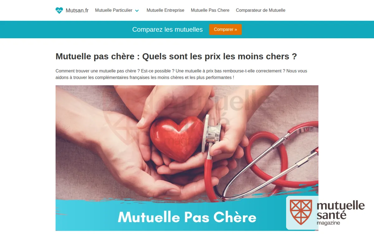 Capture : Mutuelle pas chère : Quels sont les prix les moins chers ?